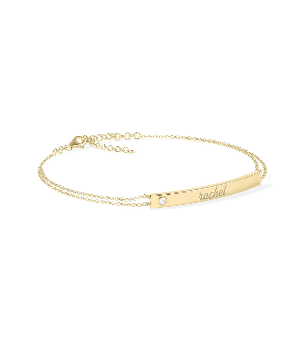 Personalize Bar 2 Row Cable Chain Bracelet - 79e | Everyday 14K Gold Jewelry