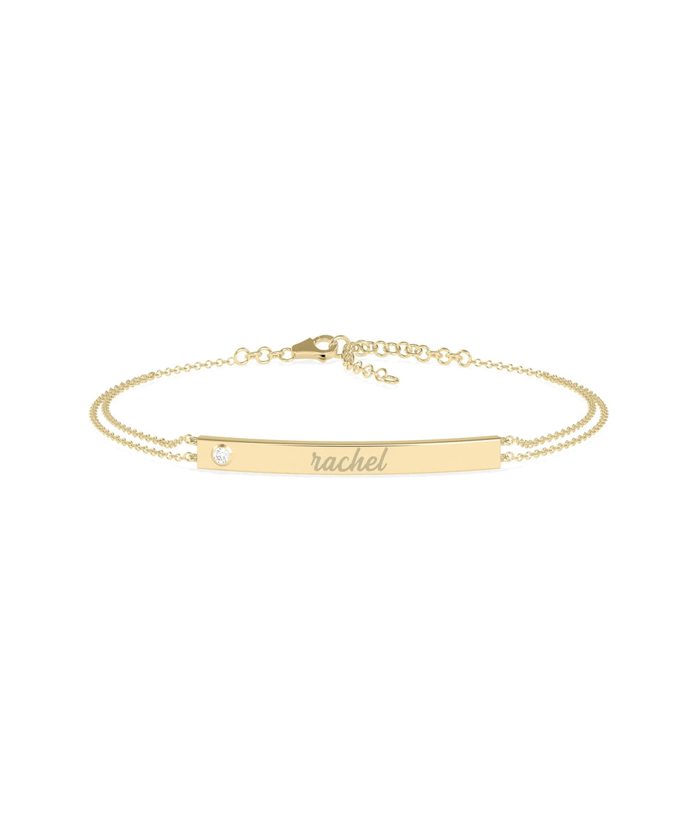 Personalize Bar 2 Row Cable Chain Bracelet - 79e | Everyday 14K Gold Jewelry