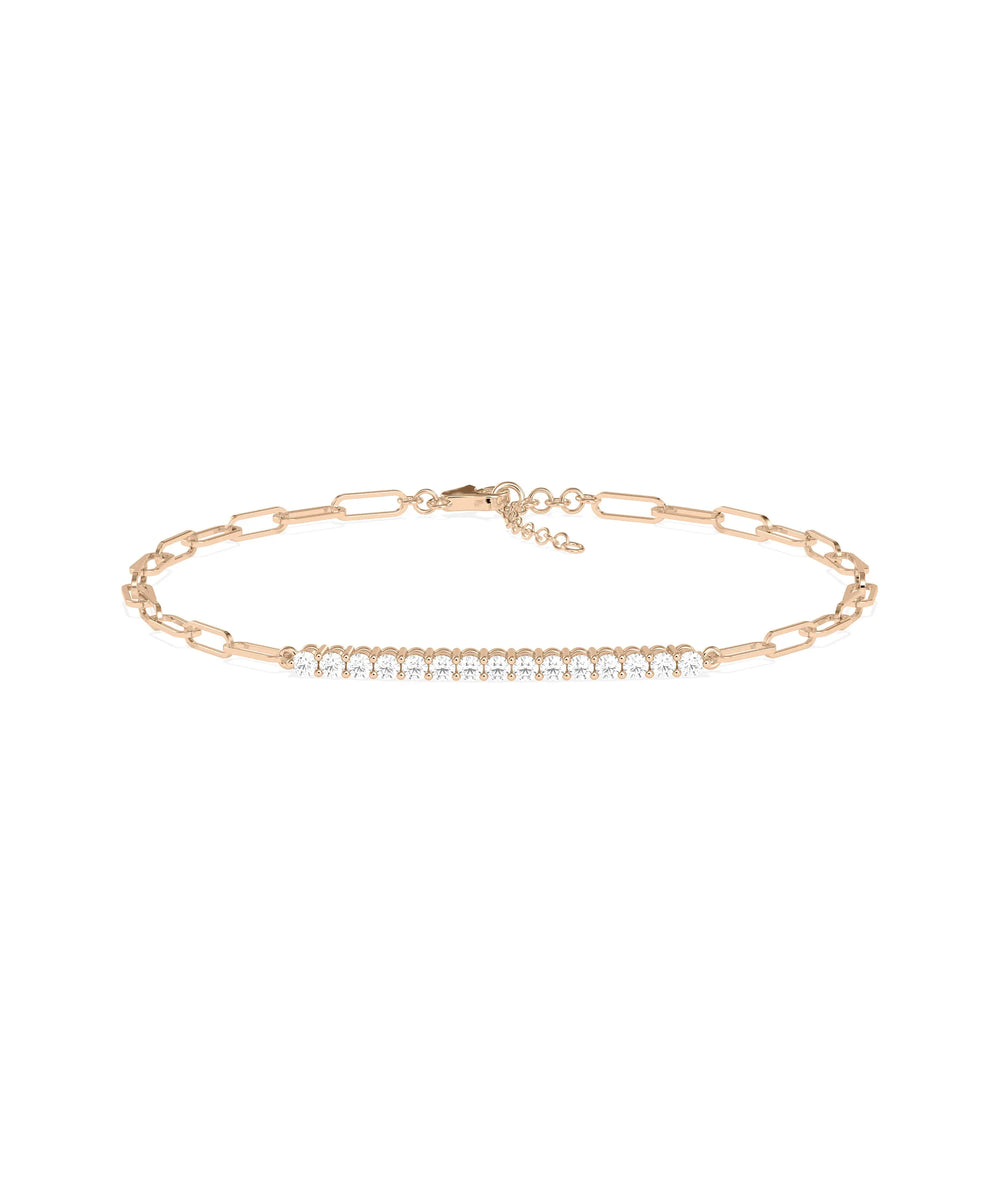 Diamond Line Paperclip Bracelet - 79e | Everyday 14K Gold Jewelry