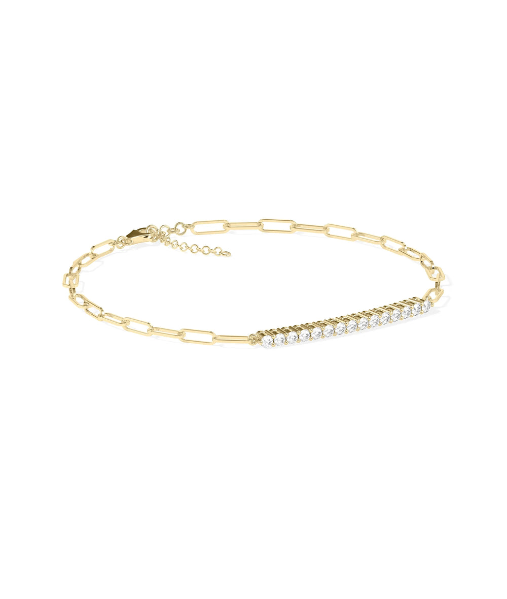 Diamond Line Paperclip Bracelet - 79e | Everyday 14K Gold Jewelry