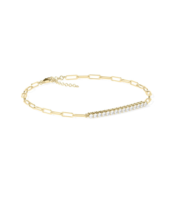 Diamond Line Paperclip Bracelet - 79e | Everyday 14K Gold Jewelry alternate view