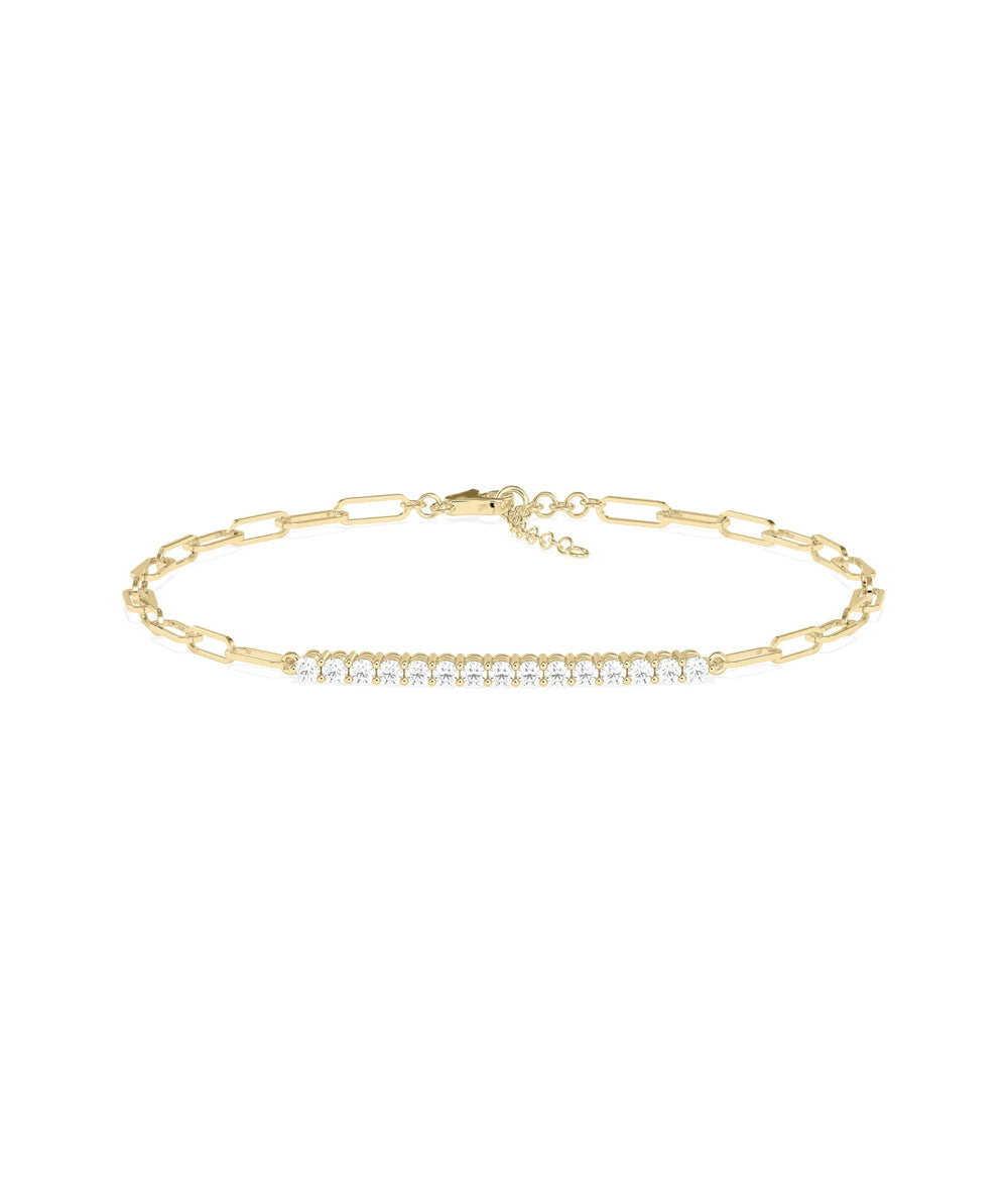 Diamond Line Paperclip Bracelet - 79e | Everyday 14K Gold Jewelry
