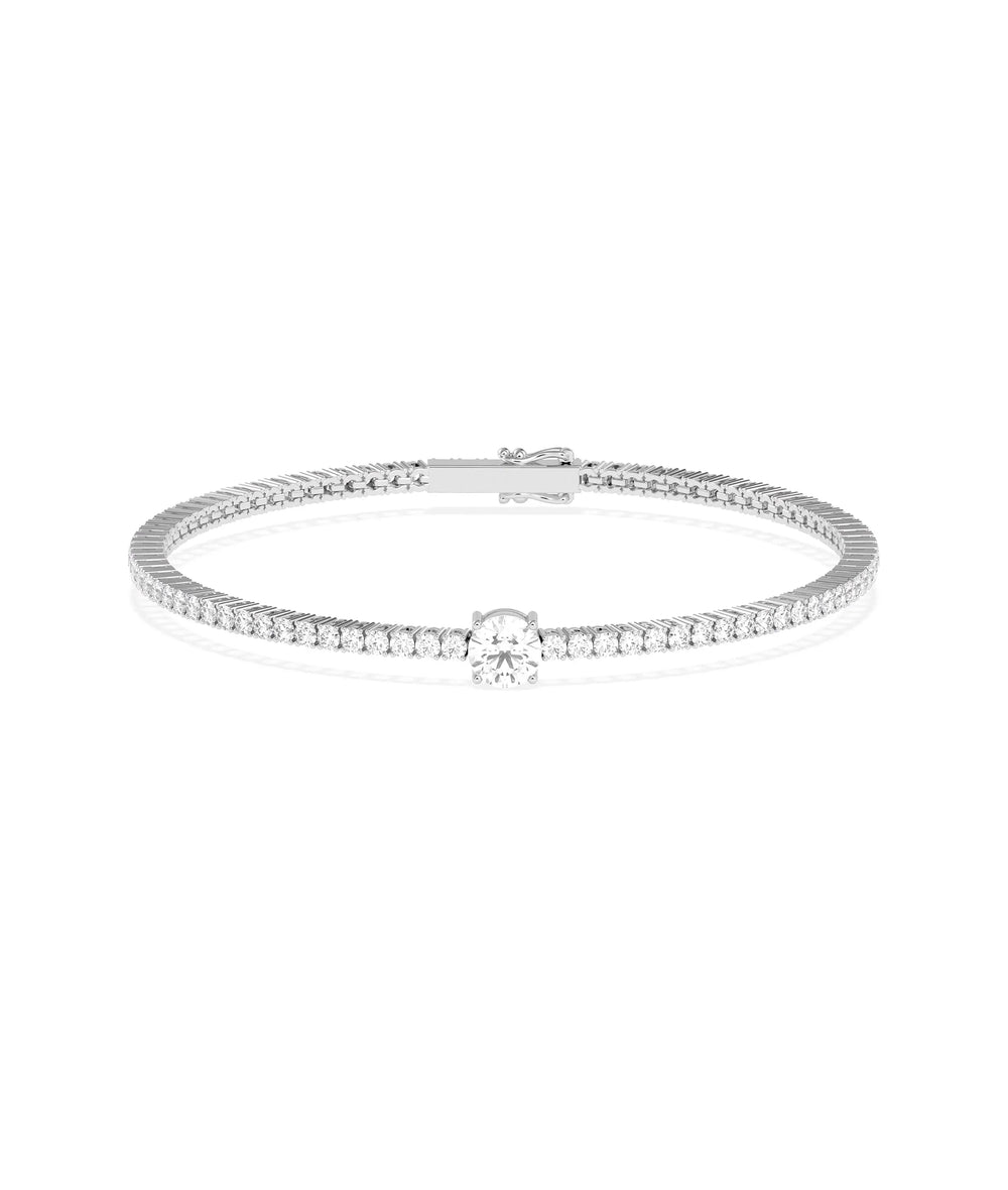 Diamond Tennis Bracelet with Solitaire - 79e | Everyday 14K Gold Jewelry