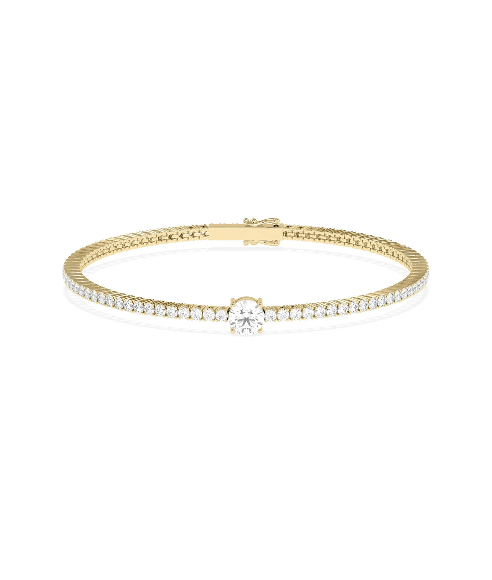 Diamond Tennis Bracelet with Solitaire - 79e | Everyday 14K Gold Jewelry