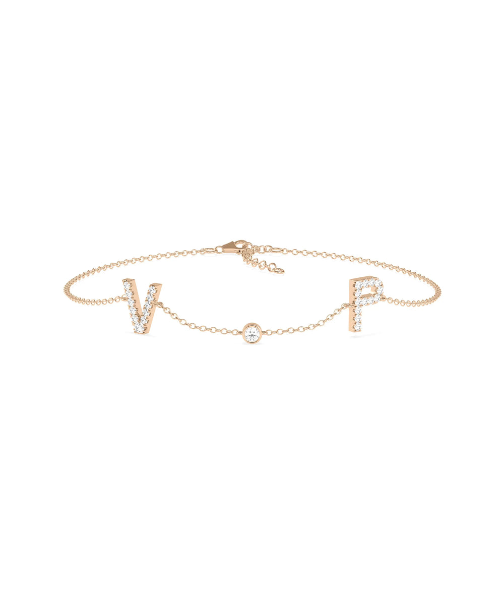 Diamond Initials Cable Chain Bracelet - 79e | Everyday 14K Gold Jewelry