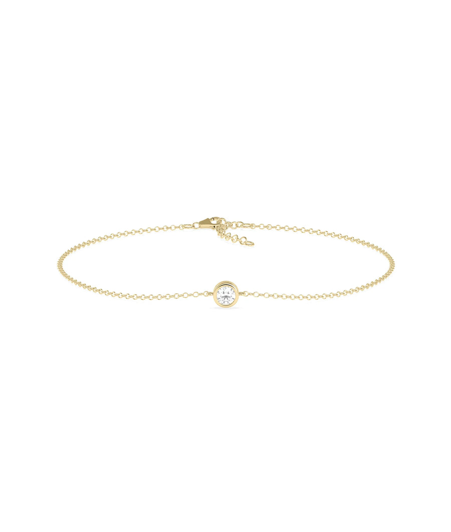 Diamond Bezel Solitiare Bracelet - 79e | Everyday 14K Gold Jewelry