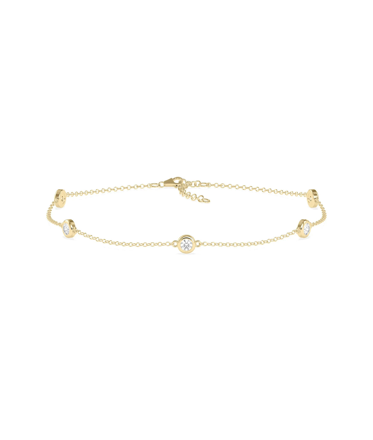 Diamond Bezel Station Bracelet - 79e | Everyday 14K Gold Jewelry