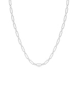 Paper Clip Necklace in white gold with diamond accents and contemporary link style