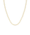 Paper Clip Necklace with diamonds in yellow gold front view showcasing modern chain link design