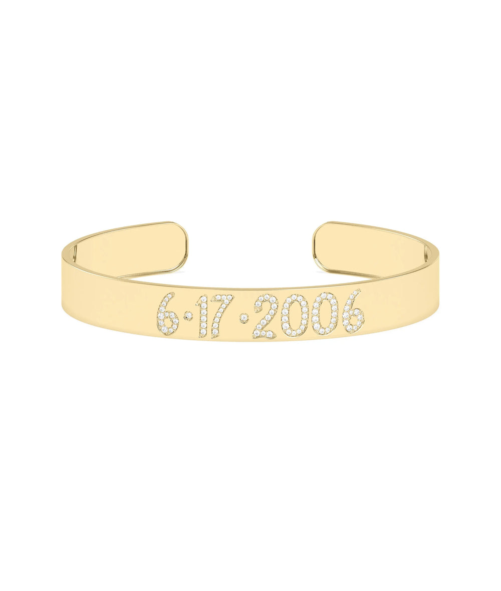 Custom Date Diamond Cuff - 79e | Everyday 14K Gold Jewelry