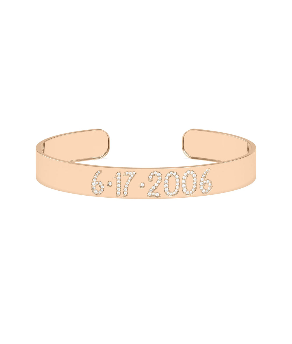Custom Date Diamond Cuff - 79e | Everyday 14K Gold Jewelry