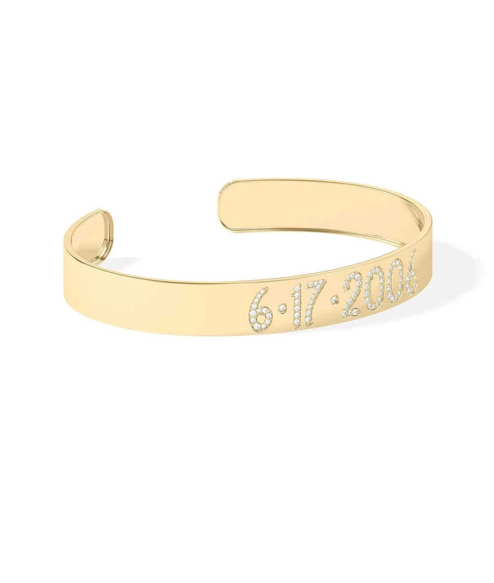Custom Date Diamond Cuff - 79e | Everyday 14K Gold Jewelry