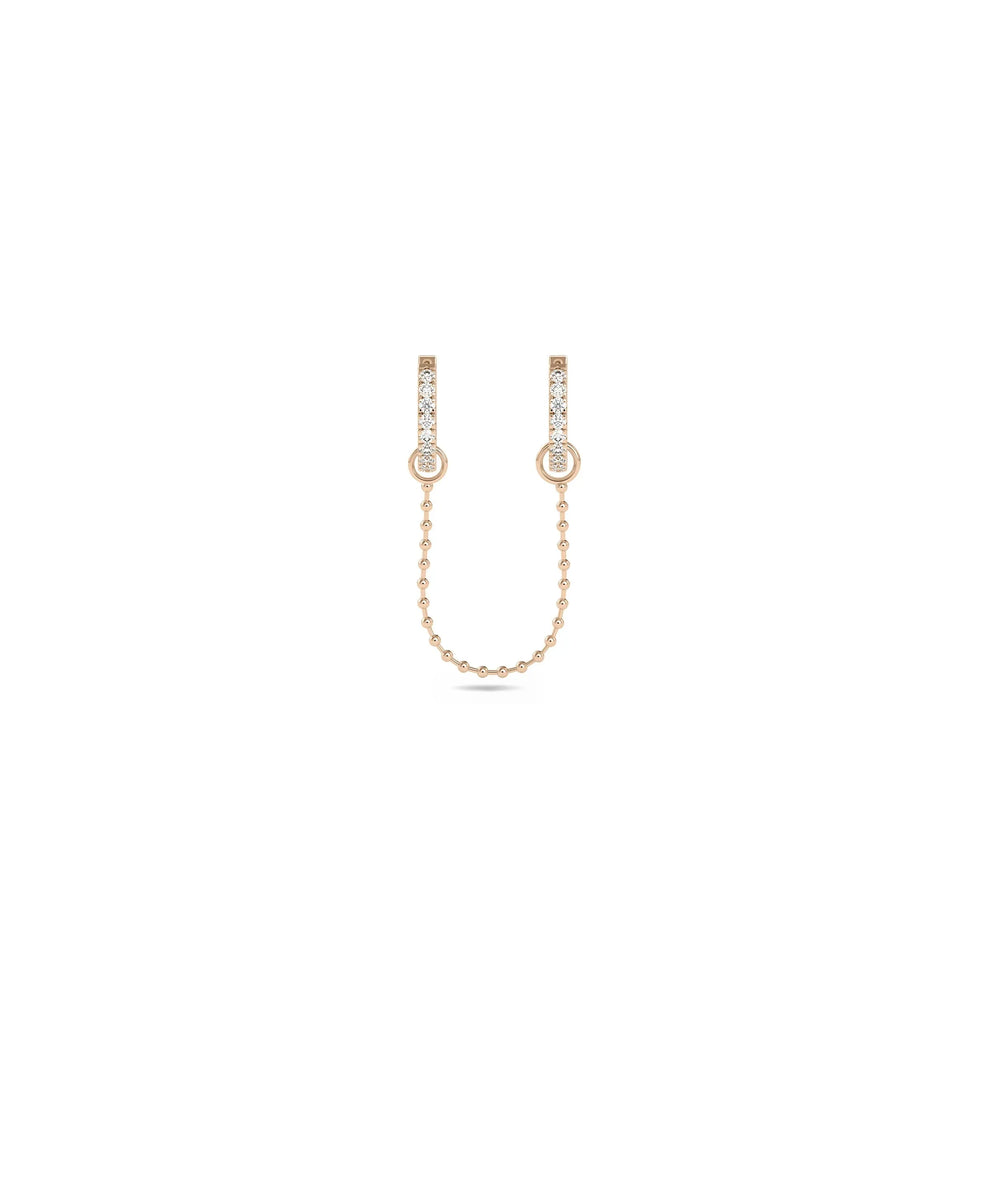 Diamond Beaded Hoop Dangle in rose gold warm sophistication