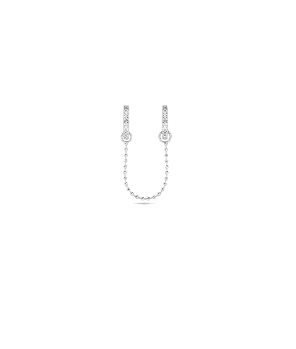 Diamond Beaded Hoop Dangle in white gold elegant movement