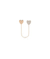 Diamond Heart 2 Piercing Earring with Cable Chain - 79e | Everyday 14K Gold Jewelry