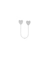 Diamond Heart 2 Piercing Earring with Cable Chain - 79e | Everyday 14K Gold Jewelry