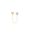 Diamond Heart 2 Piercing Earring with Cable Chain - 79e | Everyday 14K Gold Jewelry