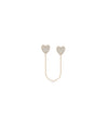 Diamond Pave Heart 2 Piercing Earring with Cable Chain - 79e | Everyday 14K Gold Jewelry