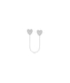 Diamond Pave Heart 2 Piercing Earring with Cable Chain - 79e | Everyday 14K Gold Jewelry