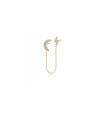 Lightening and Moon 2 Piercing Earring with Cable Chain - 79e | Everyday 14K Gold Jewelry
