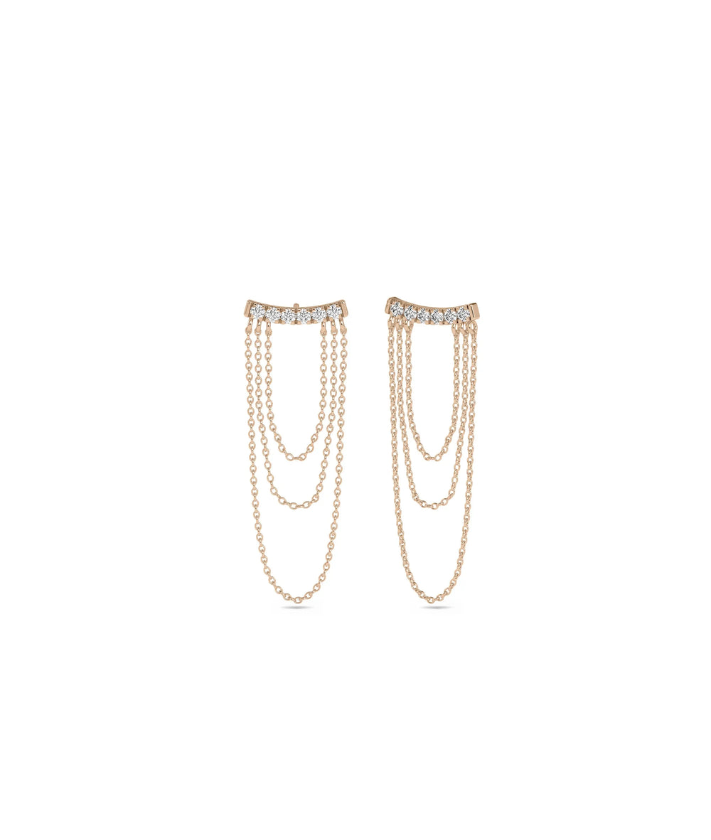 Diamond Pave Smile Cable Chain Dangle Earring - 79e | Everyday 14K Gold Jewelry