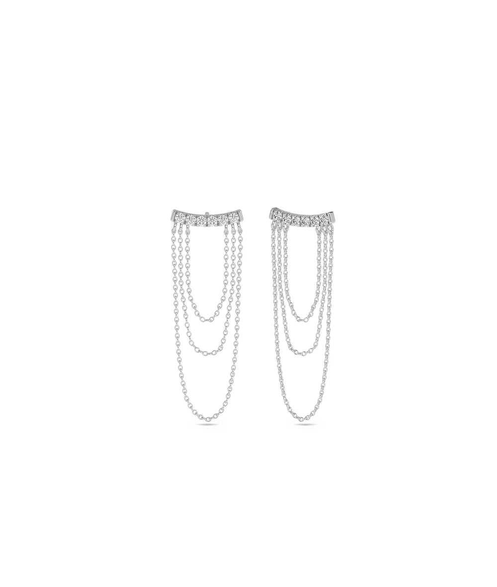 Diamond Pave Smile Cable Chain Dangle Earring - 79e | Everyday 14K Gold Jewelry