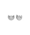 STERLING SILVER Lab Diamond & Gold Fan Stud Earrings