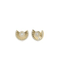Diamond & Gold Fan Stud Earrings