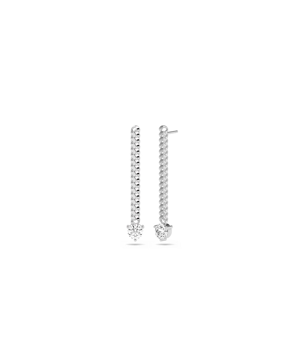 Curb Link Gold Chain Earring with Diamond Solitaire - 79e | Everyday 14K Gold Jewelry