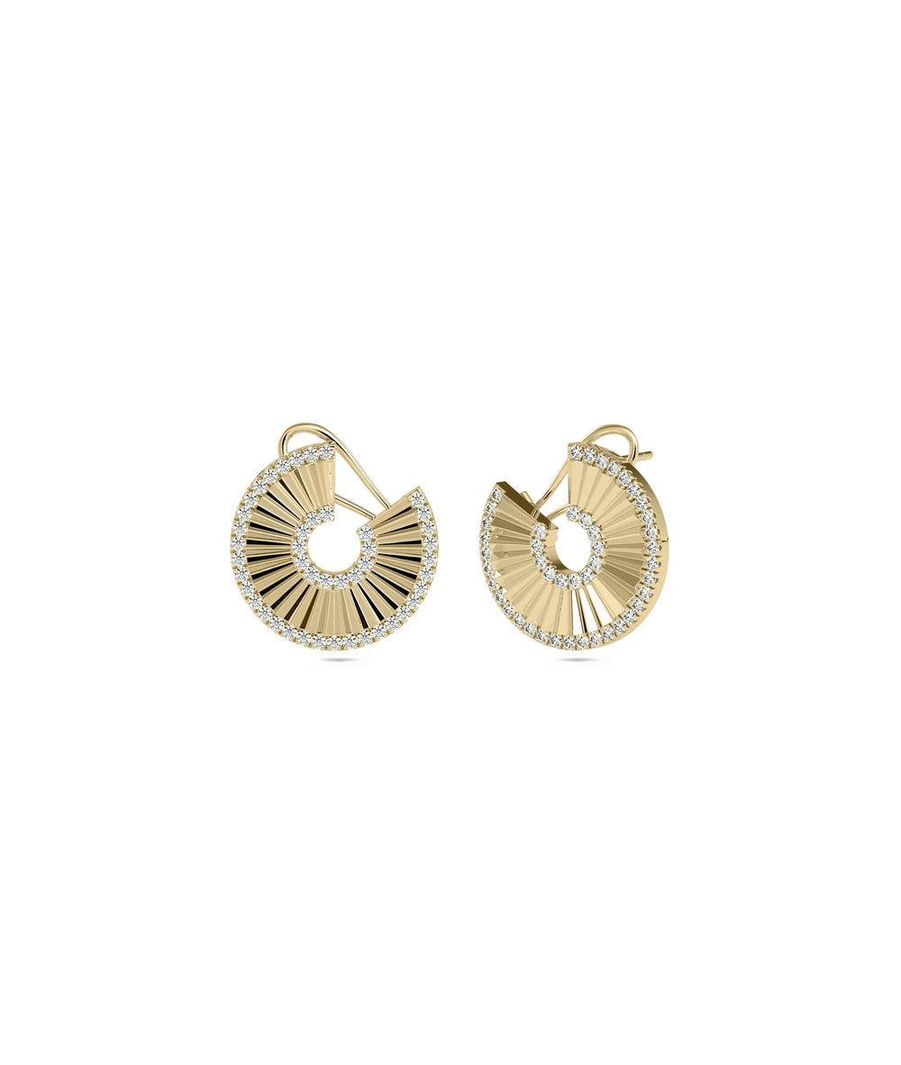 Diamond and Gold Fan Stud Earring - 79e | Everyday 14K Gold Jewelry