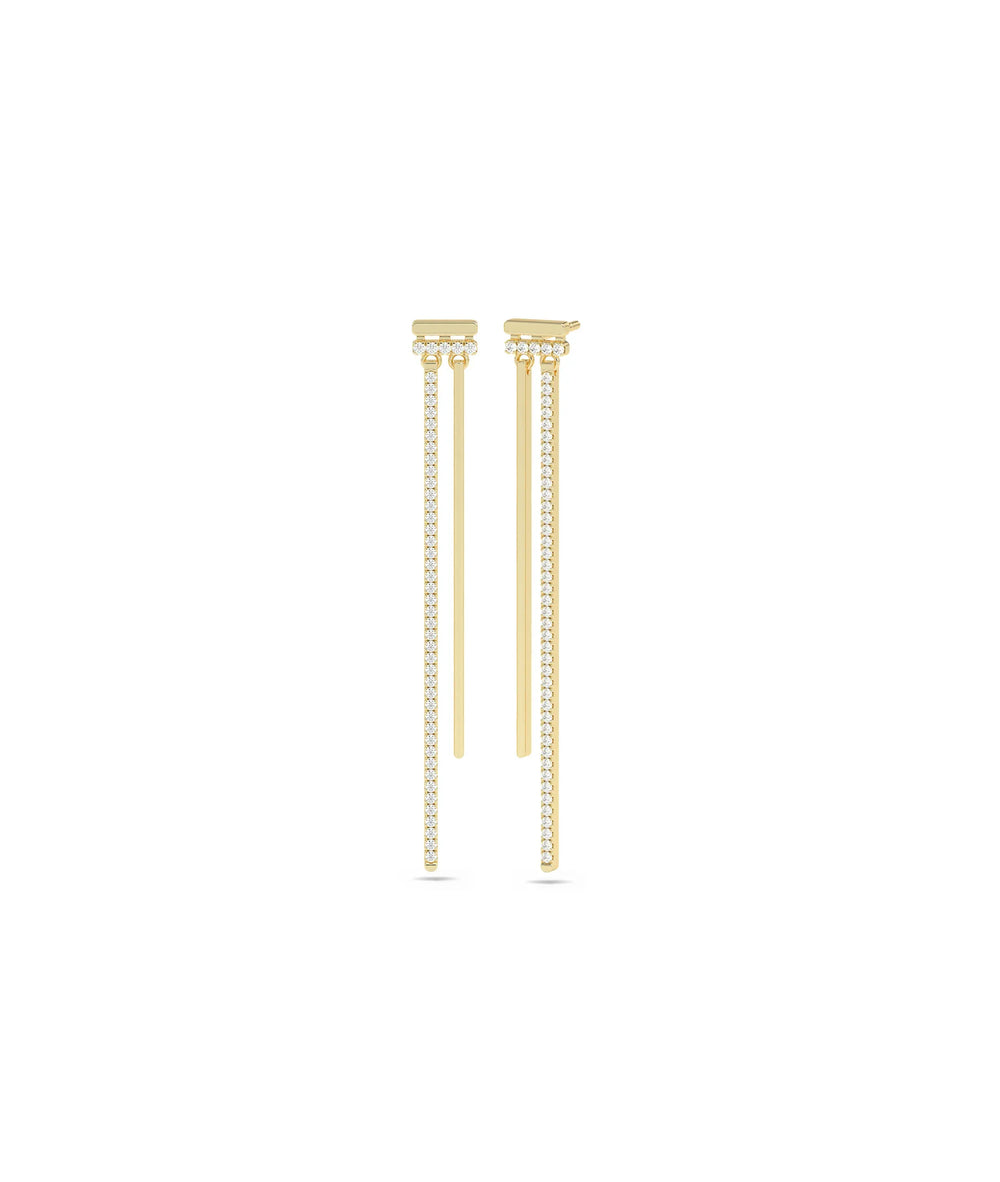 Diamond Dangle Chain Earring - 79e | Everyday 14K Gold Jewelry