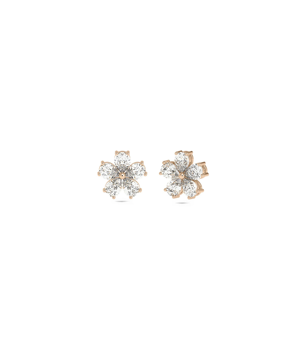 Diamond Flower Stud Earring - 79e | Everyday 14K Gold Jewelry