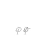 Diamond Initial with Solitaire Stud Earrings - 79e | Everyday 14K Gold Jewelry