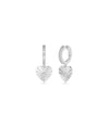Diamond Hoop Earring with Fluted Heart Dangle - 79e | Everyday 14K Gold Jewelry