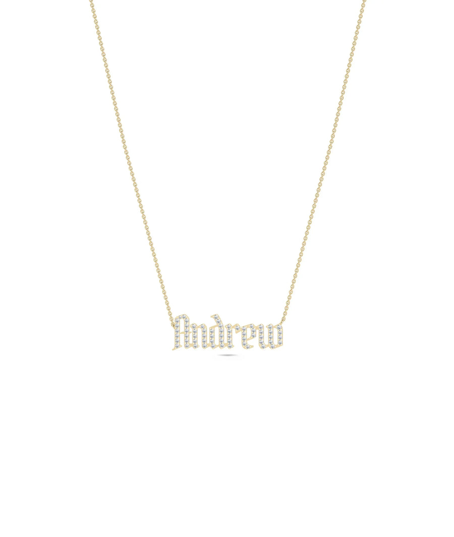 Detail shot of continuous diamond sparkle across personalized name