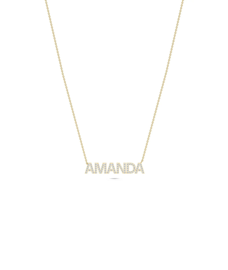 Detail of pavé setting technique covering every letter completely