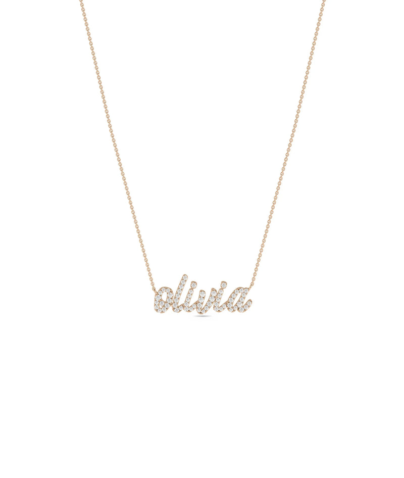 Custom Diamond Pave Name Necklace in rose gold personalized elegance