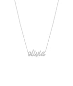 Custom Diamond Pave Name Necklace in white gold brilliant radiance