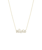Custom Diamond Pave Name Necklace in yellow gold complete sparkle