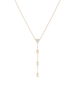 Diamond Pave Initial Dangle Necklace in rose gold romantic styling