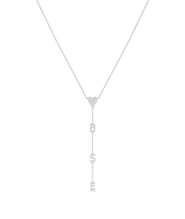 Diamond Pave Initial Dangle Necklace in white gold sparkle alternate view