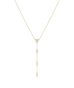 Diamond Pave with Gold Initial Dangle Necklace in yellow gold vertical design
