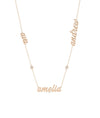 Custom 3 Name Diamond Necklace in rose gold family styling