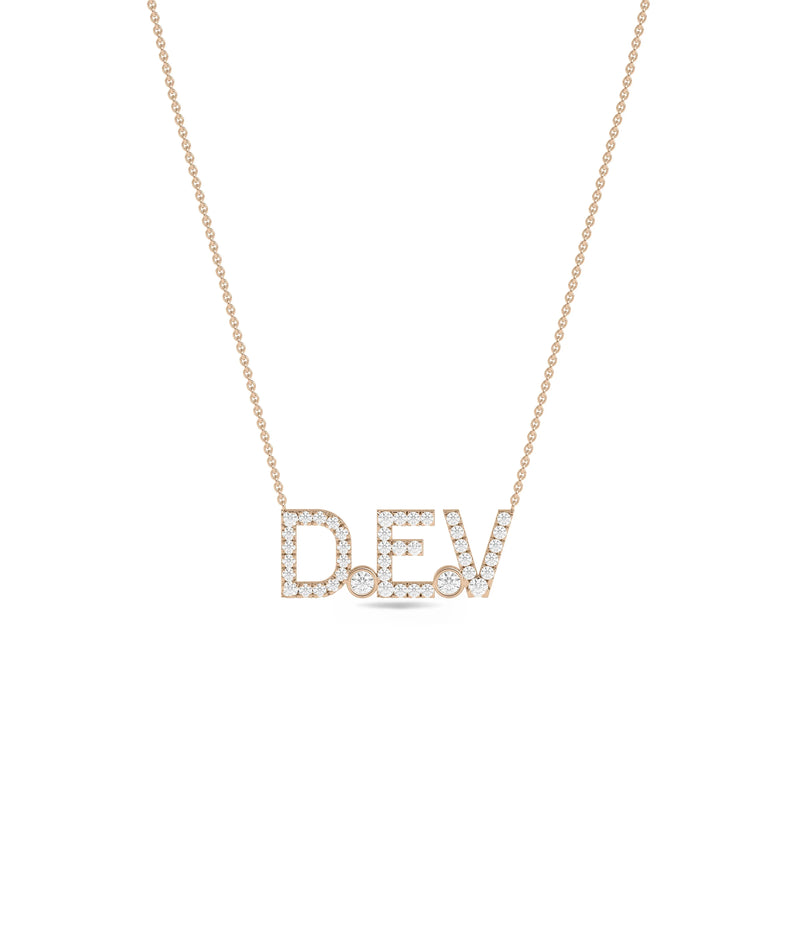 Diamond Pave Initials and Birthstone Necklace - 79e | Everyday 14K Gold Jewelry