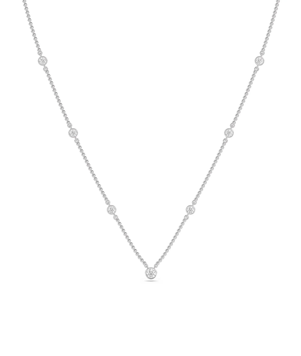 Diamond Bezel Set Station Necklace - 79e | Everyday 14K Gold Jewelry