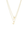 Gold 2 Initial Layered Necklace in yellow gold with dual personalized letter pendants