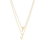 Gold 2 Initial Layered Necklace in yellow gold with dual personalized letter pendants