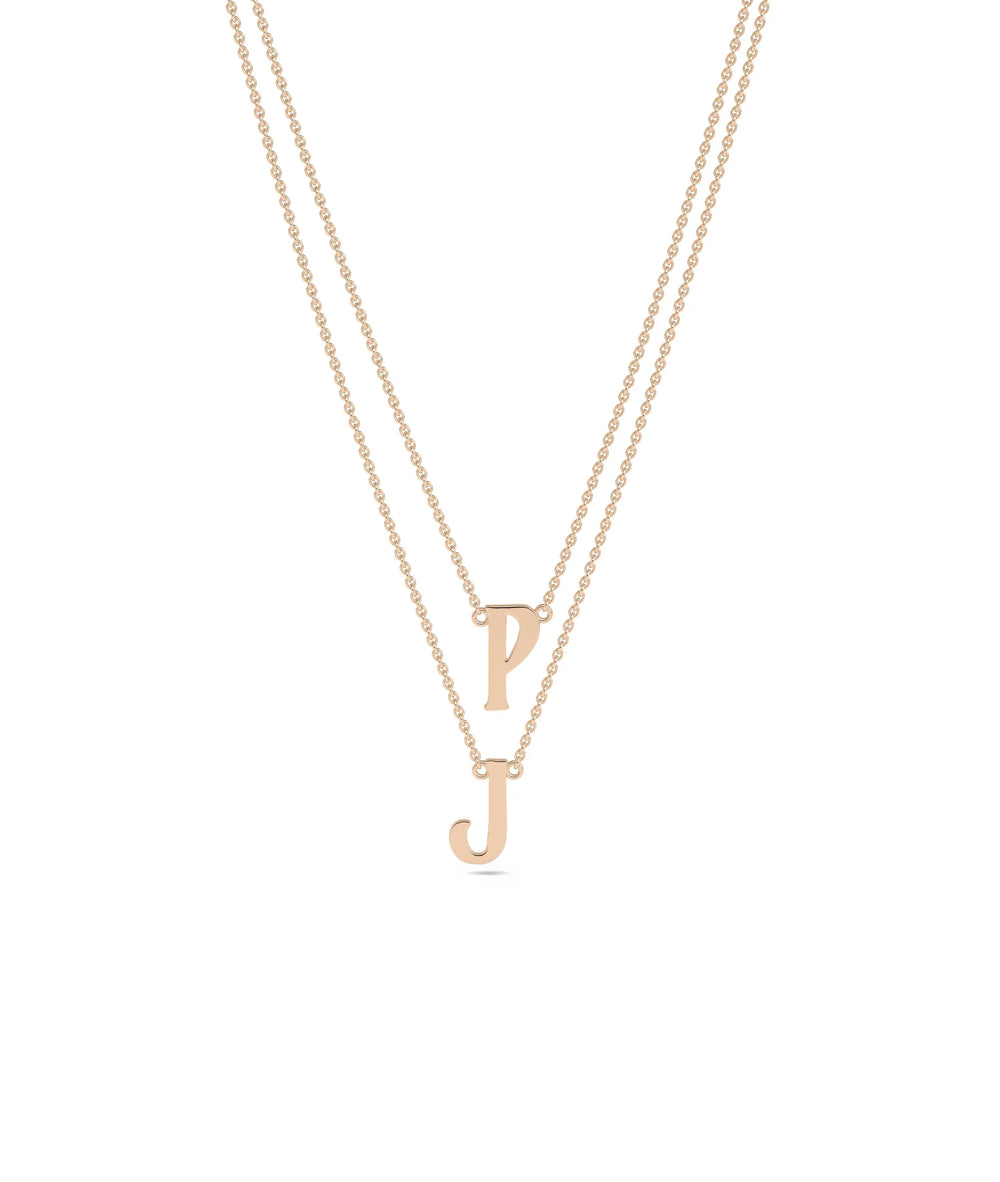 Rose gold Gold 2 Initial Layered Necklace with customized two-letter design