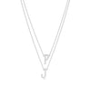Gold 2 Initial Layered Necklace in white gold featuring 10mm initial pendants