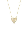Diamond Outline Fluted Heart with Custom Initial Necklace in yellow gold